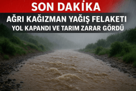 Ağrı Kağızman yağış felaketi yol kapattı